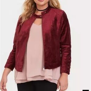 Torrid Velvet Moto Jacket Size 2X Plus Size Zip Up‎